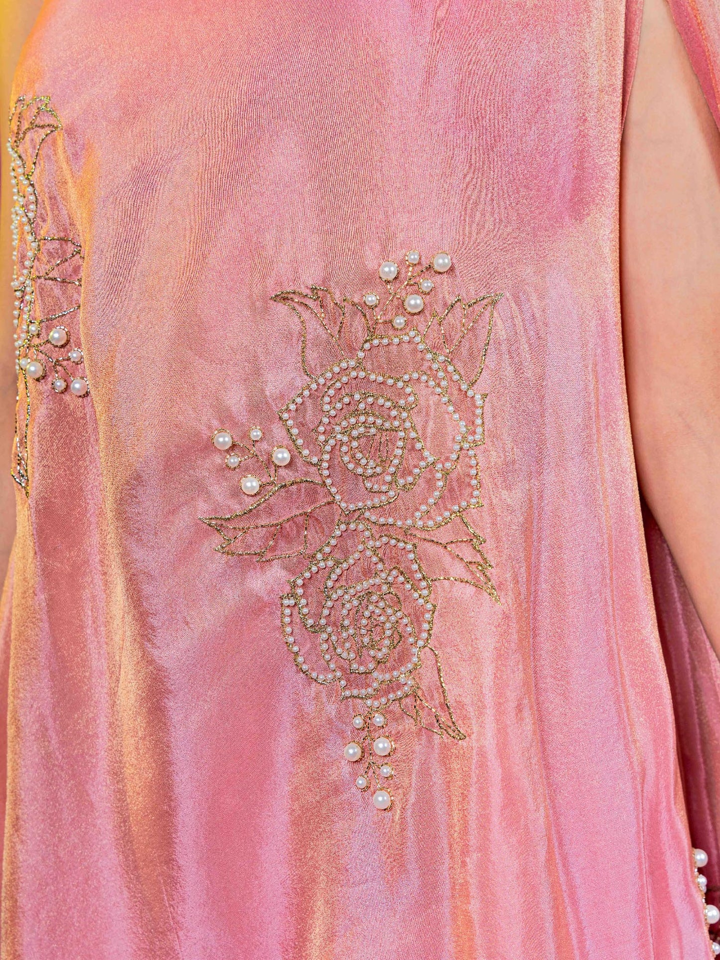 PINK TISSUE HAND EMBROIDERED CAPE SET (SET OF 3)