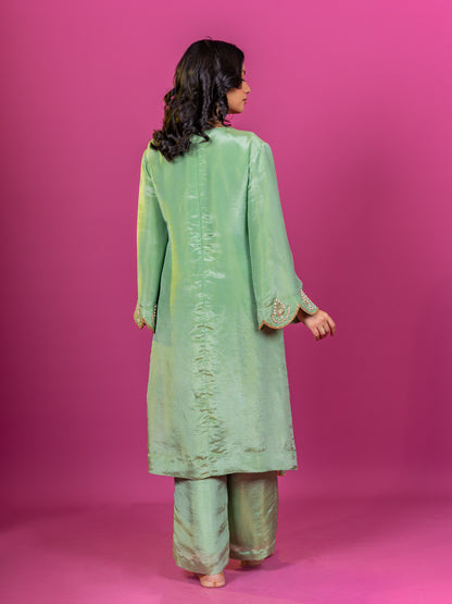 PURPLE TISSUE HAND EMBROIDERED KURTA SET WITH DUPATTA (SET OF 3)