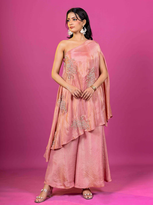PINK TISSUE HAND EMBROIDERED CAPE SET (SET OF 3) 