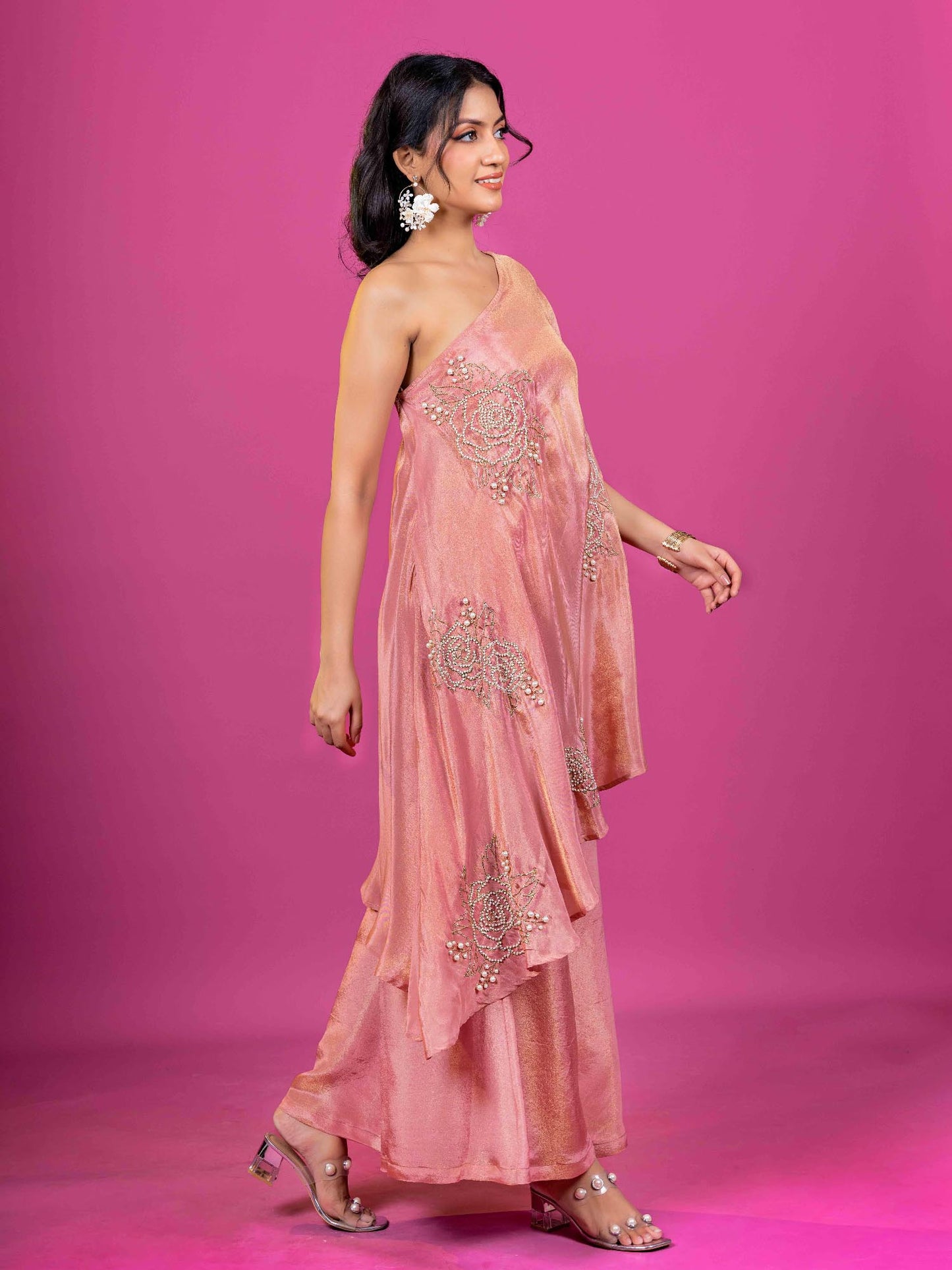 PINK TISSUE HAND EMBROIDERED CAPE SET (SET OF 3)