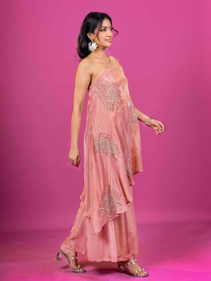 PINK TISSUE HAND EMBROIDERED CAPE SET (SET OF 3)