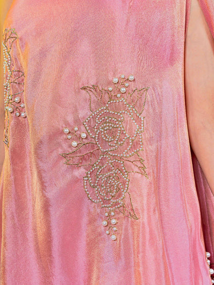 PINK TISSUE HAND EMBROIDERED CAPE SET (SET OF 3)