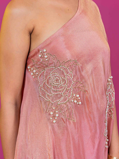 PINK TISSUE HAND EMBROIDERED CAPE SET (SET OF 3)
